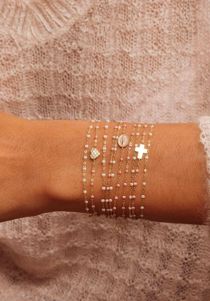 Bracelet Classique Gigi Or Rose Et Résines Blush 15cm
