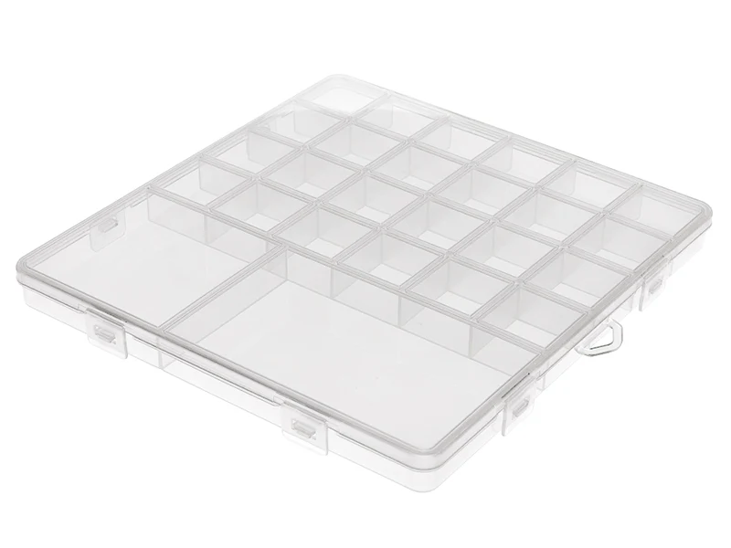 Boite de rangement pour perles - 26 compartiments - 19 x 20 cm