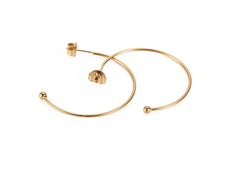 Boucles d'oreilles demi-créoles pour perles heishi - Doré à l'or fin 18k - 36 x 36 mm