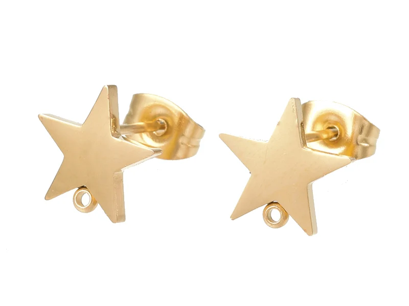 Paire de boucles d'oreilles en forme d'étoile - Acier inoxydable - Doré