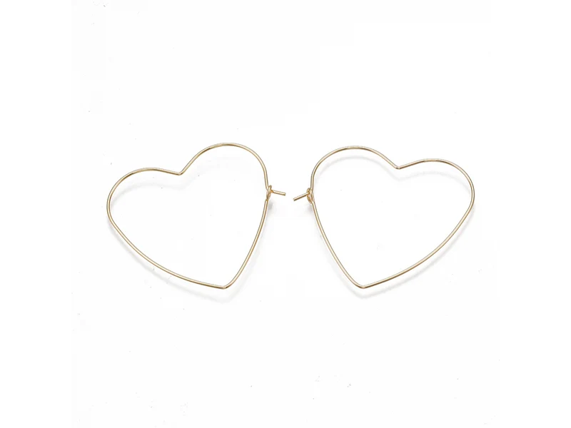 Boucles d'oreilles créoles en forme de coeur - Doré à l'or fin 18k