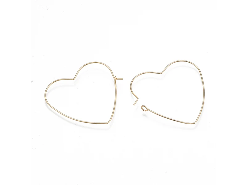Boucles d'oreilles créoles en forme de coeur - Doré à l'or fin 18k