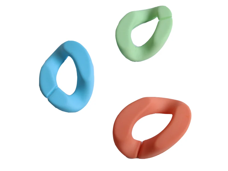 Lot de 50 maillons mates en acrylique - 30 x 21 mm - Bleu, orange et vert