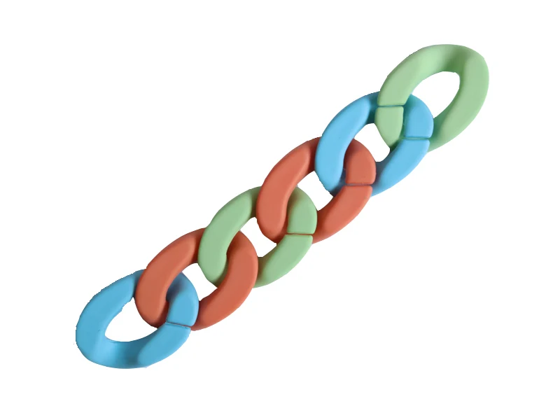 Lot de 50 maillons mates en acrylique - 30 x 21 mm - Bleu, orange et vert