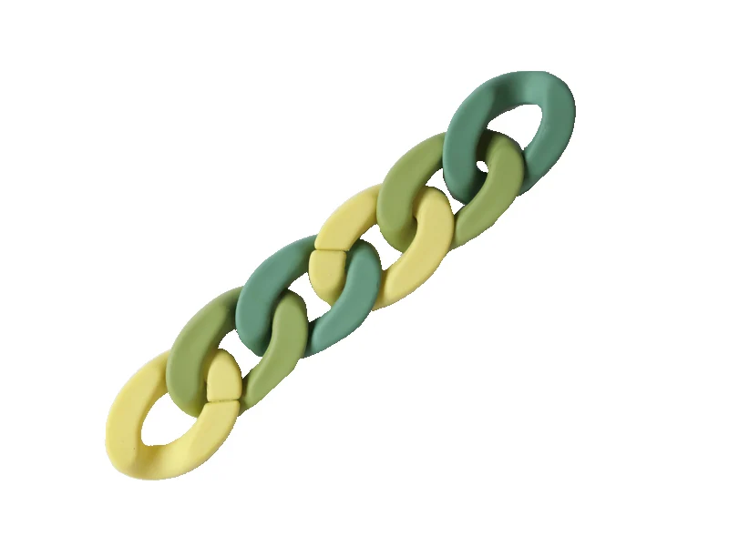 Lot de 50 maillons mates en acrylique - 30 x 21 mm - Vert et jaune