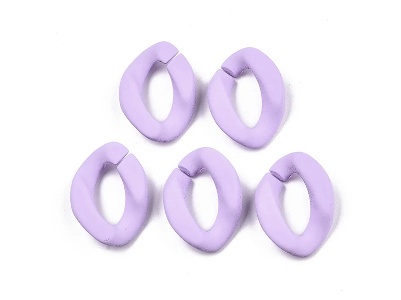 Lot de 50 maillons opaques et mates en acrylique - 23 x 17 mm - Prune