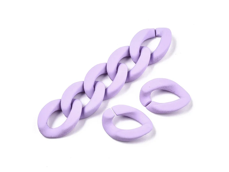 Lot de 50 maillons opaques et mates en acrylique - 23 x 17 mm - Prune