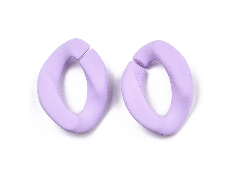 Lot de 50 maillons opaques et mates en acrylique - 23 x 17 mm - Prune