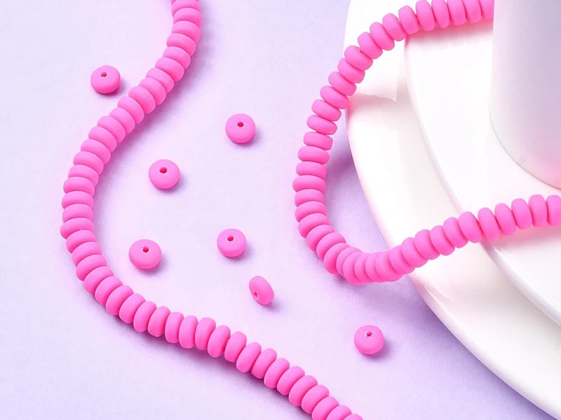 Boite de perles heishi épaisses 6 mm - Fuchsia