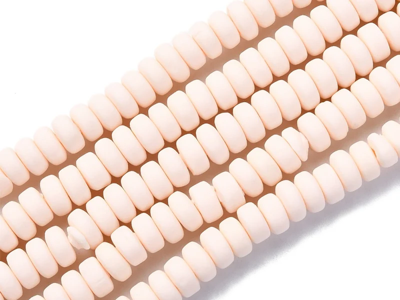Boite de perles heishi épaisses 6 mm - Beige nude