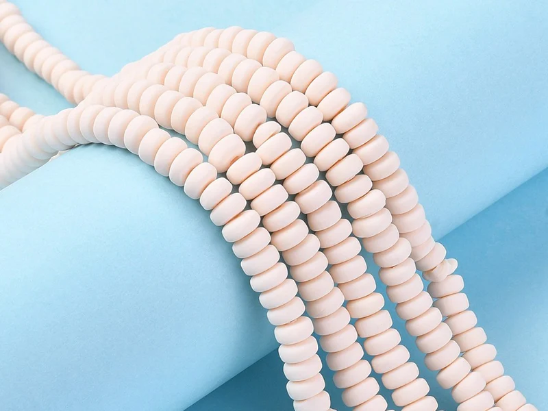 Boite de perles heishi épaisses 6 mm - Beige nude