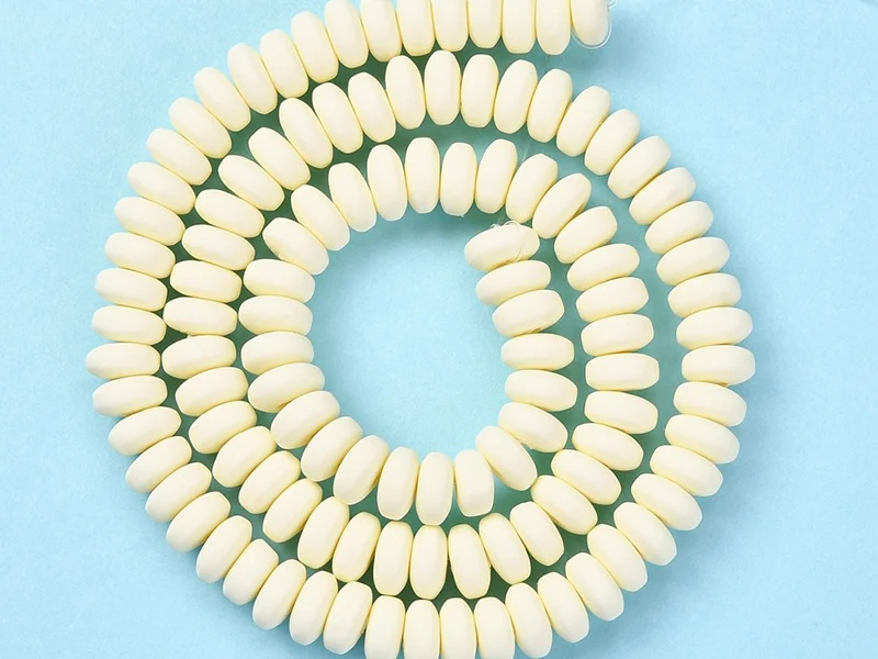 Boite de perles heishi épaisses 6 mm - Jaune paille