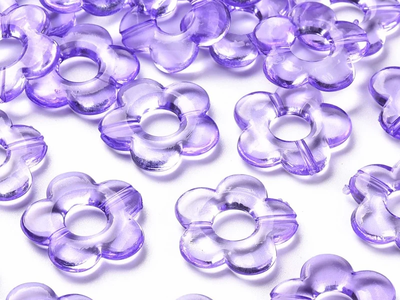 20 perles fleurs transparentes - Violet