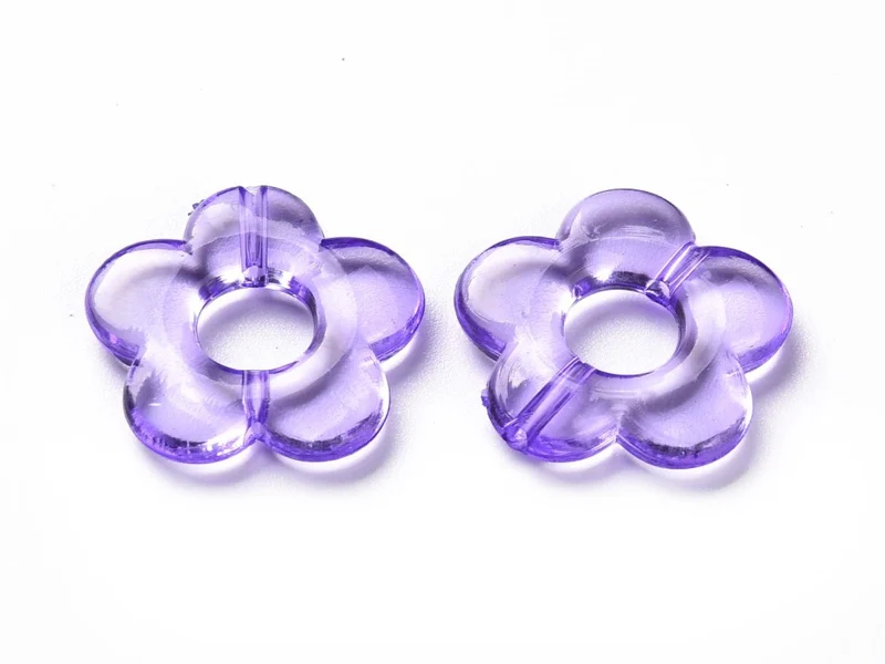 20 perles fleurs transparentes - Violet