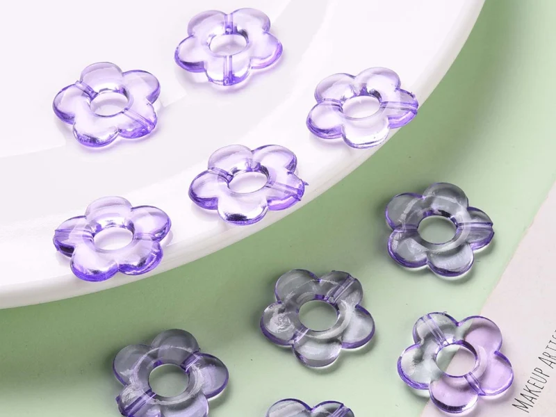 20 perles fleurs transparentes - Violet