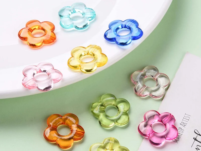 20 perles fleurs transparentes - Multicolore