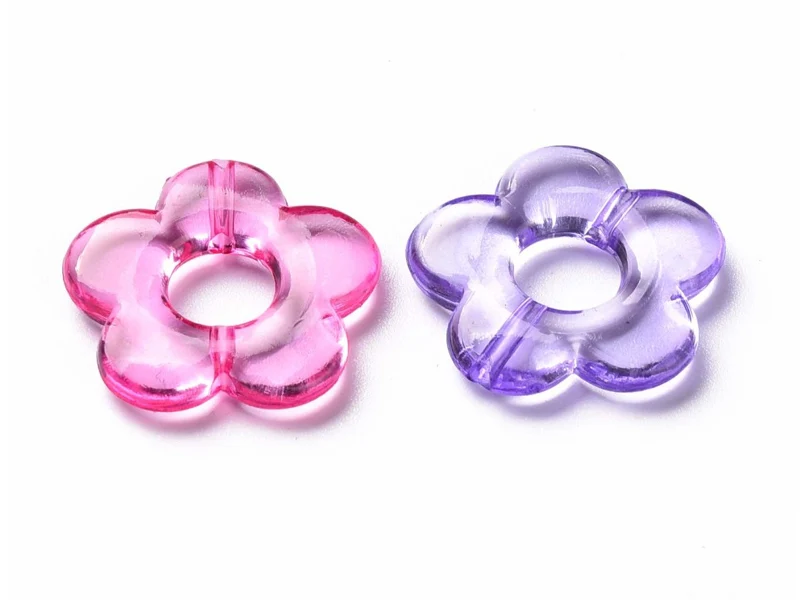 20 perles fleurs transparentes - Multicolore