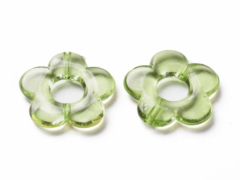 20 perles fleurs transparentes - Vert