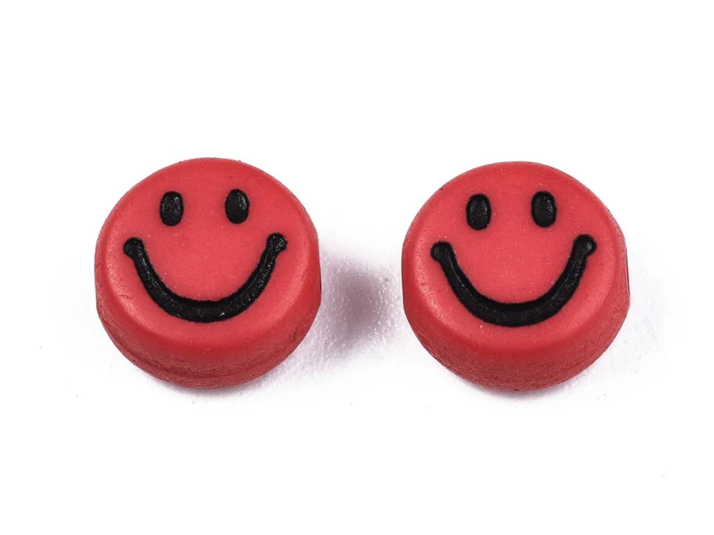 20 perles sourire en acrylique opaque - Multicolore