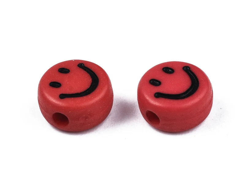 20 perles sourire en acrylique opaque - Multicolore