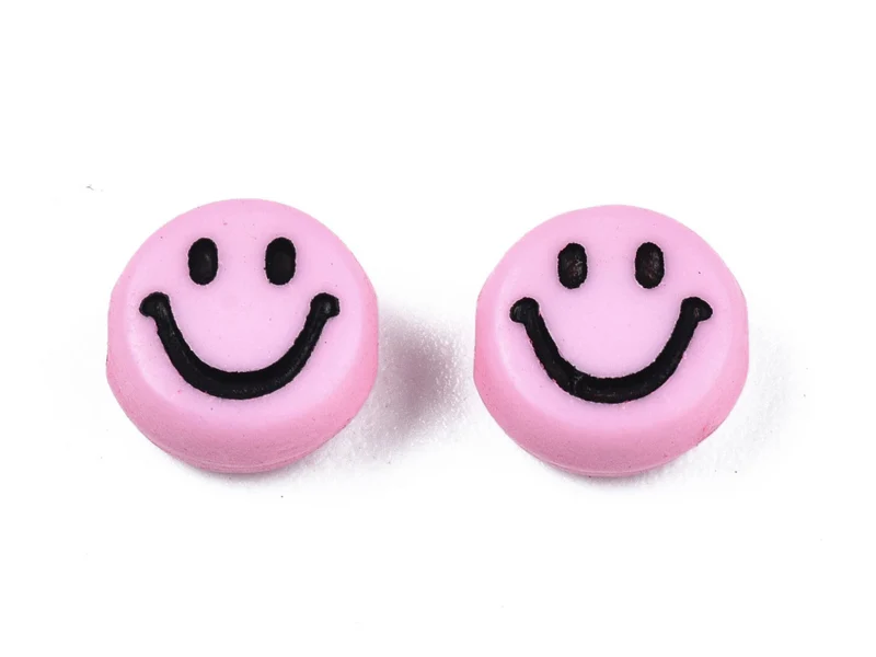 20 perles sourire en acrylique opaque - Rose
