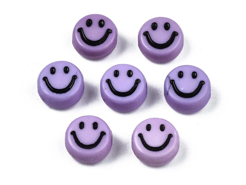 20 perles sourire en acrylique opaque - Violet