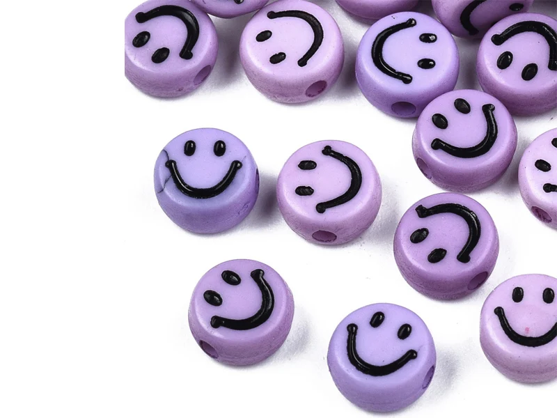 20 perles sourire en acrylique opaque - Violet
