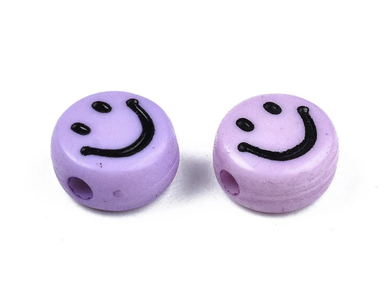 20 perles sourire en acrylique opaque - Violet