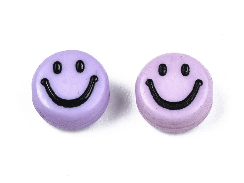 20 perles sourire en acrylique opaque - Violet