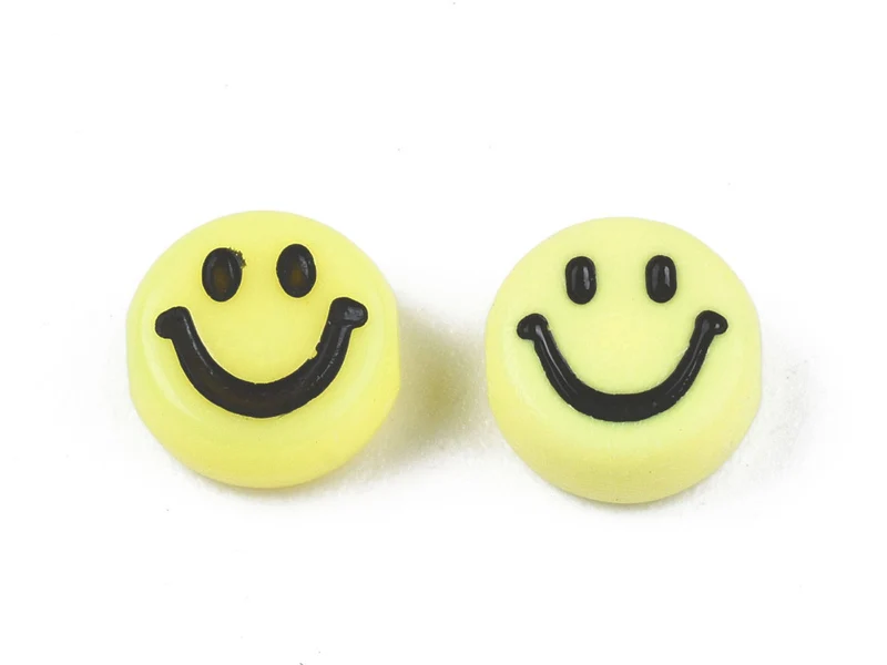 20 perles sourire en acrylique opaque - Jaune