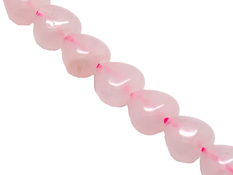 10 perles de quartz naturel coeur - Rose clair