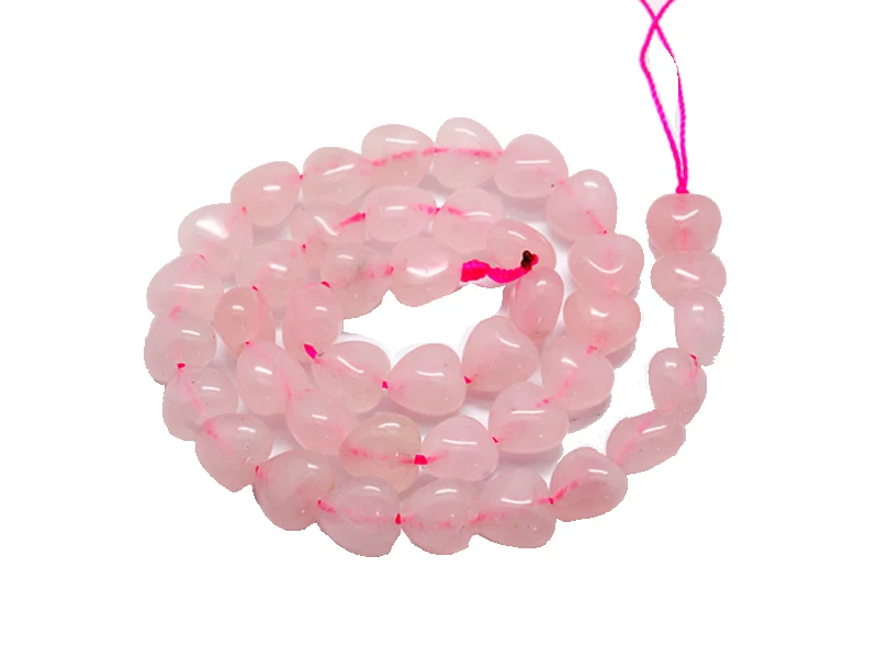 10 perles de quartz naturel coeur - Rose clair