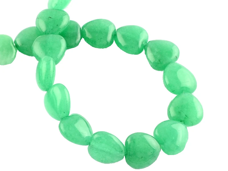 10 perles de jade naturel coeur 10 mm - Vert