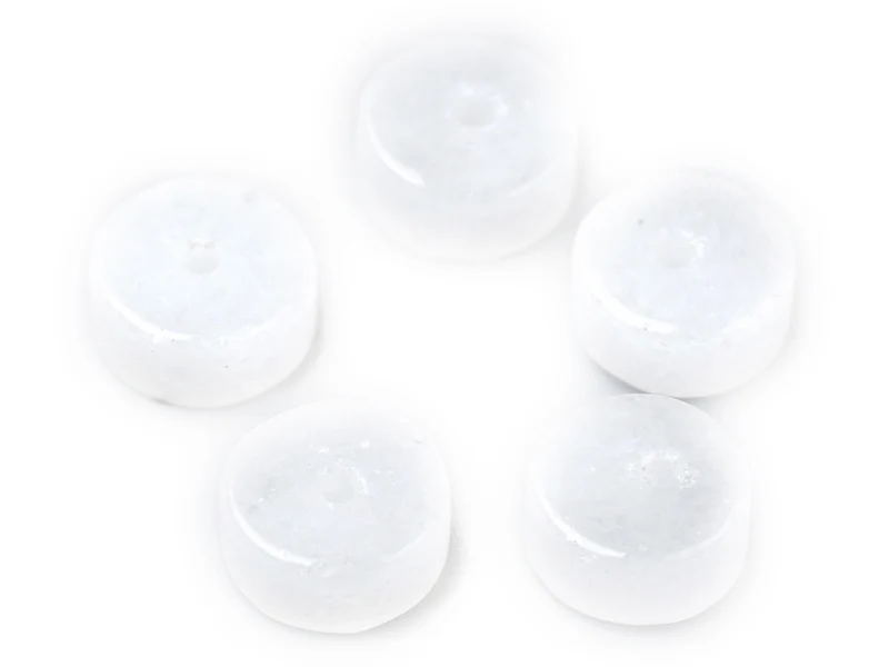 Lot de 20 perles heishi naturelles 6 mm - Jade blanche
