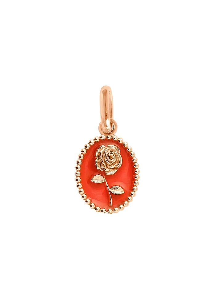 Pendentif Rose Or Rose Résine Corail