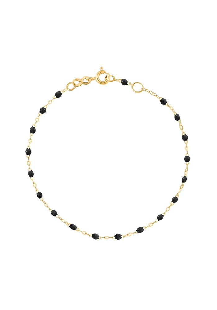 Bracelet Classique Gigi Or Jaune Et Résines Noir 17cm