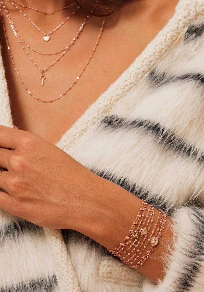 Bracelet Classique Gigi Or Jaune Résines Blush 17cm