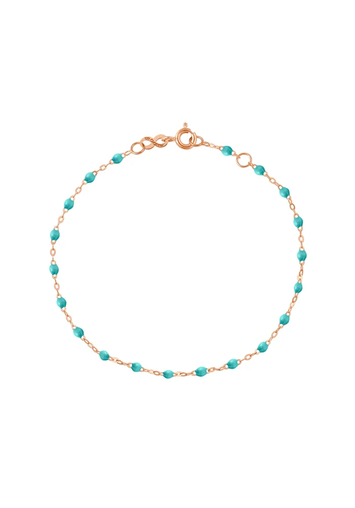 Bracelet Classique Gigi Or Rose Et Résines Turquoise Vert 15cm