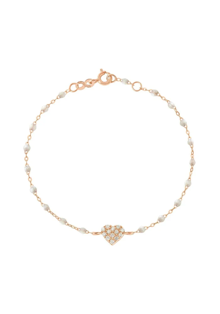 Bracelet In Love Diamant Or Rose Et Résine Opale 17cm