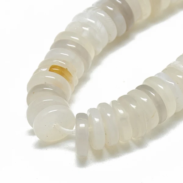 Lot de 20 perles heishi naturelles 6 mm - Agate blanche