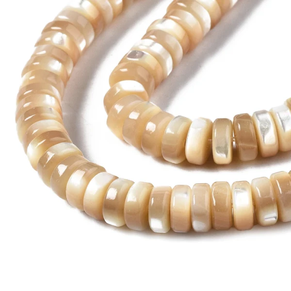 Lot de 20 perles heishi naturelles 6 mm - Coquille de trochid