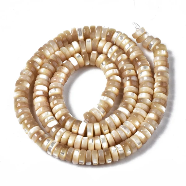 Lot de 20 perles heishi naturelles 6 mm - Coquille de trochid