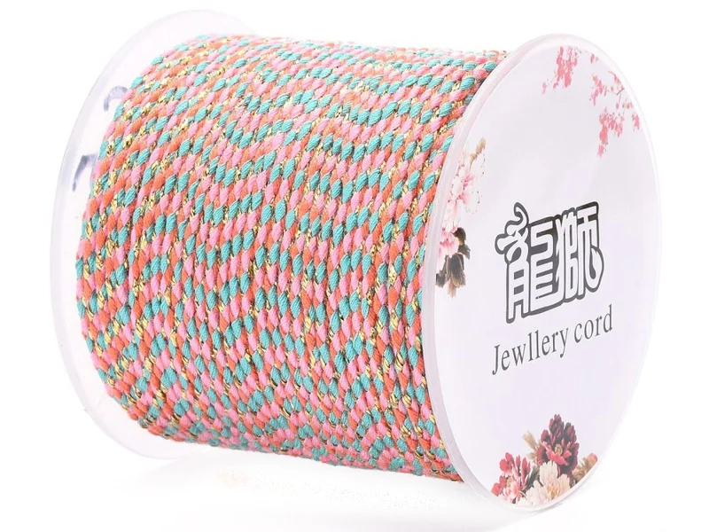 1 m de cordellette en coton macrammé 1,5 mm - Rose et bleu