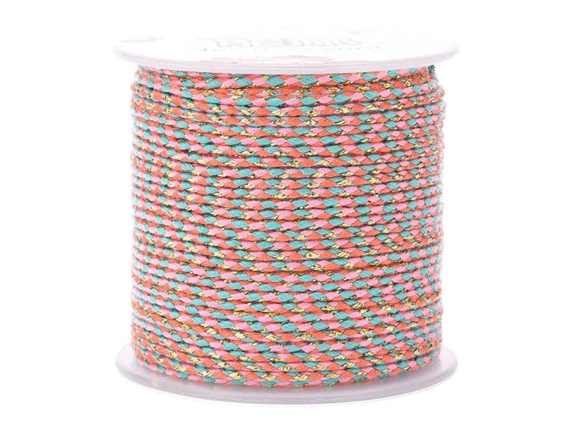 1 m de cordellette en coton macrammé 1,5 mm - Rose et bleu