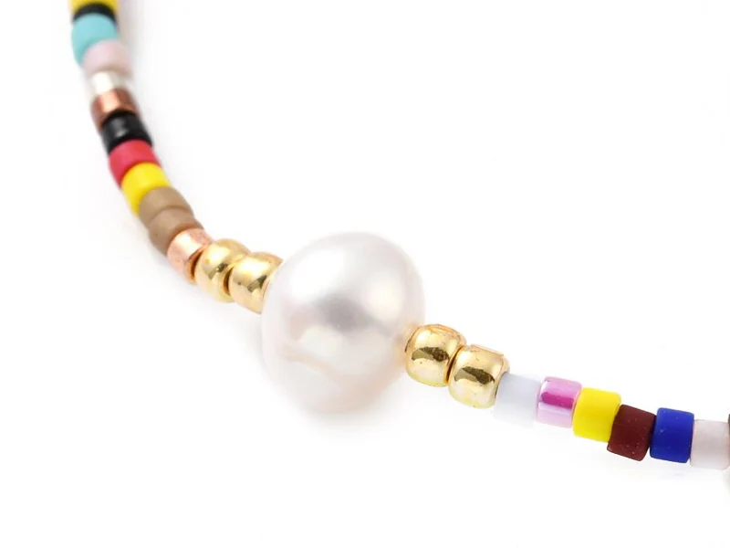 Bracelet nylon tressé réglable perles rocailles et miyuki - Multicolore