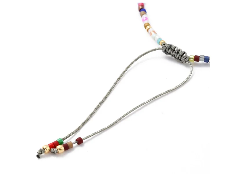 Bracelet nylon tressé réglable perles rocailles et miyuki - Multicolore