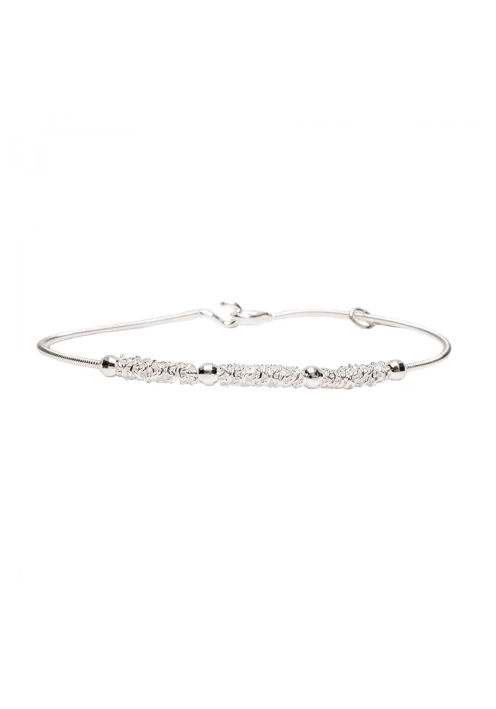 Bracelet Corde De Guitare Chaine Et Perles Diamantées Argent