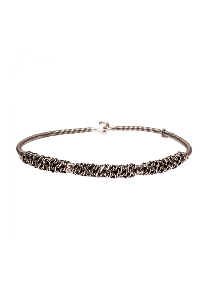 Bracelet Homme Corde De Basse Chaines Et Perles Martelées