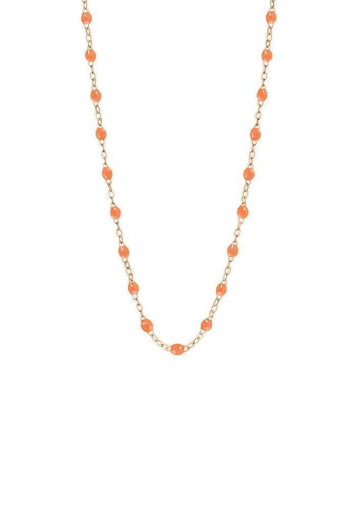 Collier Classique Gigi Or Rose Et Résines Orange Fluo 42cm