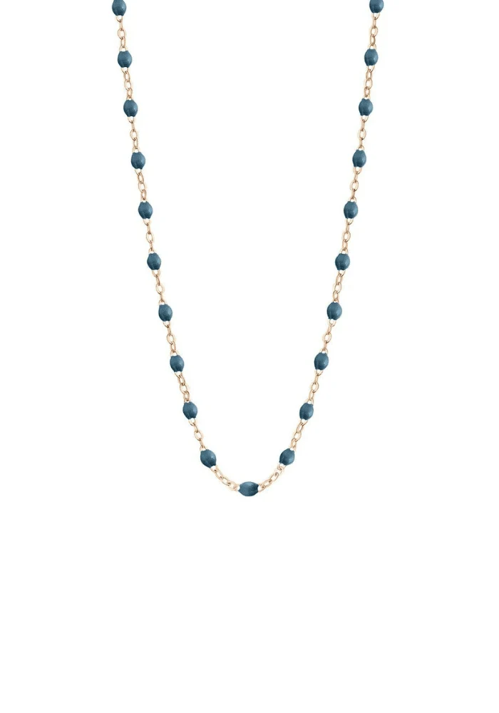 Collier Classique Gigi Or Rose Et Résines Céleste 42cm
